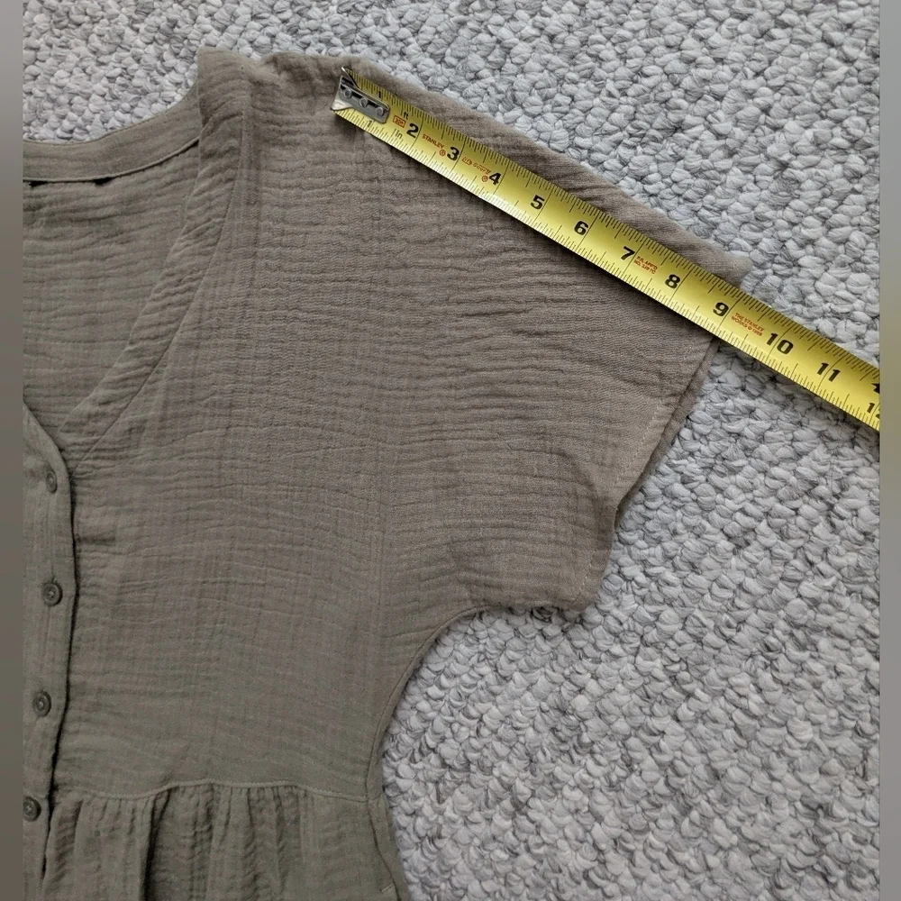 George Women's (Size L) Khaki Colored Cotton Short Sleeve Dress w/Pockets - Picture 10 of 13